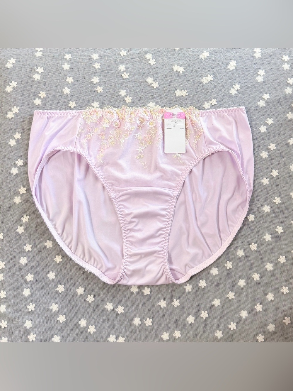 US-XXL/JP-6L  Japanese Brand VTG Style Floral Embroidery Classic Nylon Panties